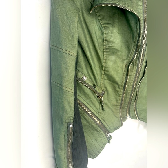 SHALANG Studded & ZIPPER Army GreenJacket Size: M - Picture 3 of 13